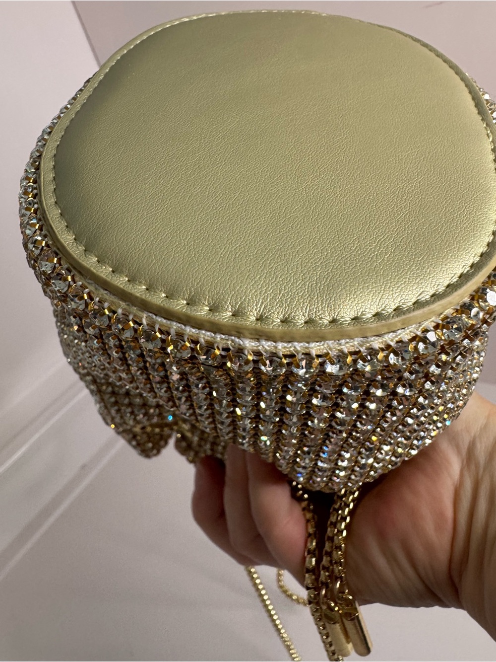 #387 Madison West Zafira Rhinestone Two-Way Bucket Evening Bag - Picture 11 of 15